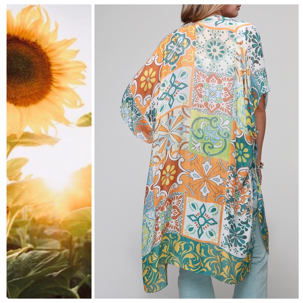 *LAST* Moroccan Tile Print Kimono - Picture 3 of 5